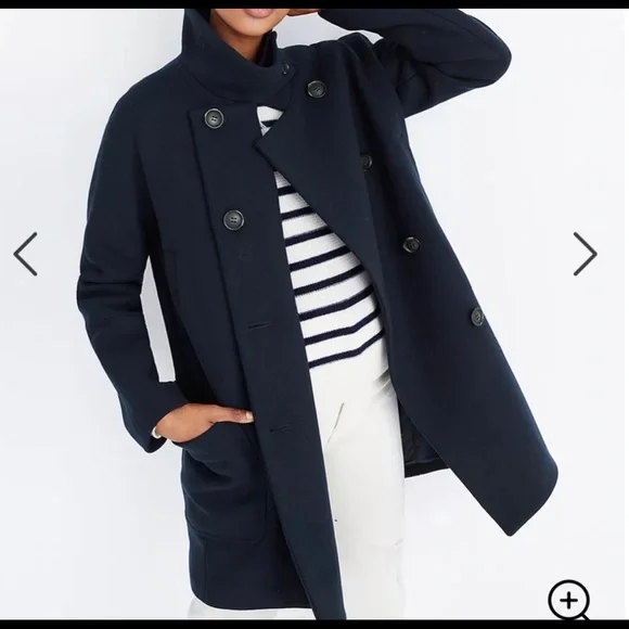 Madewell Navy Double-Breasted Coat - Picture 1 of 7